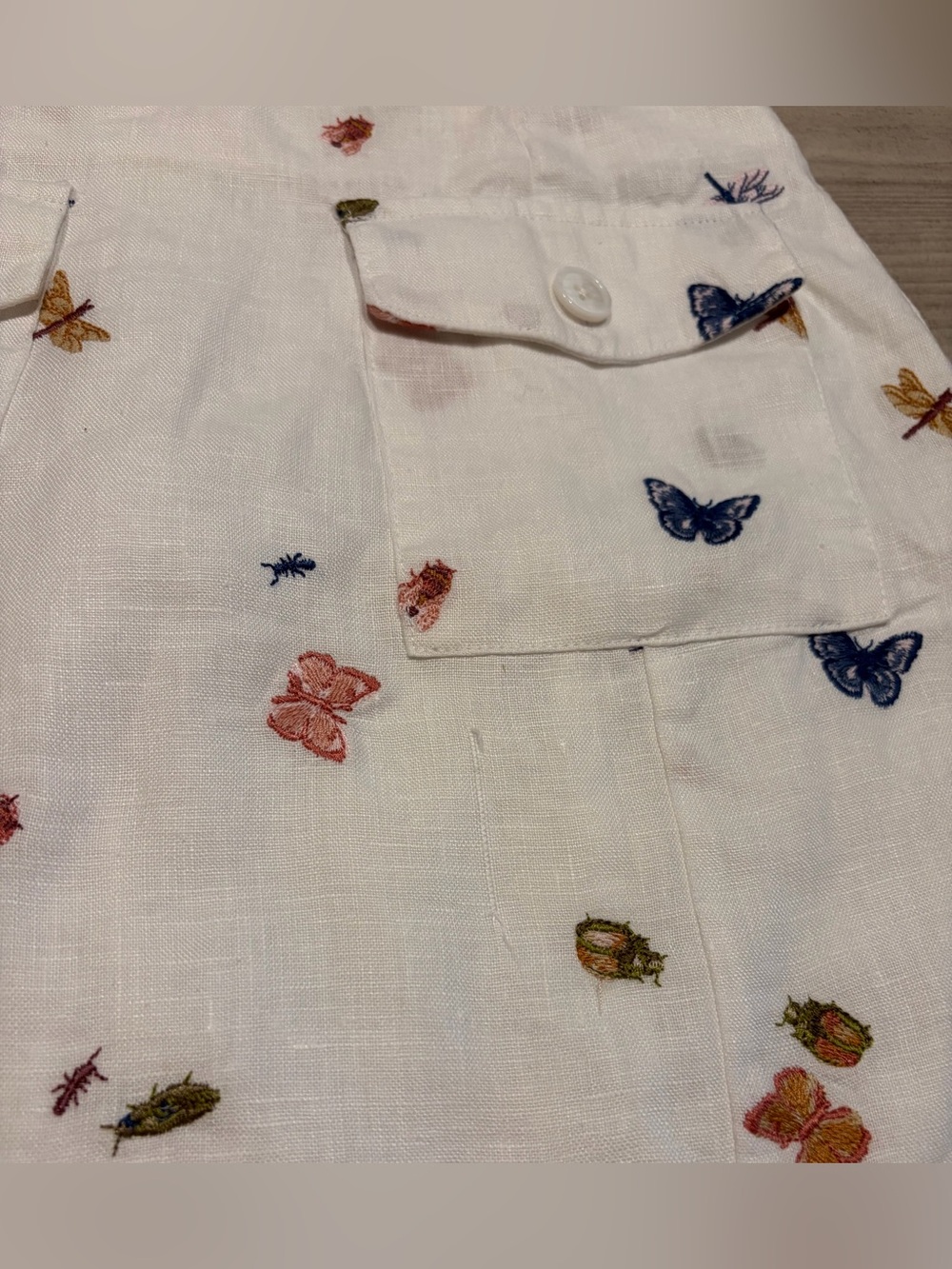 Reformation Vera butterfly embroidered Linen Mini Skirt size 0 - Picture 4 of 9